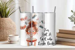I'm Just a Girl who Loves Books 20oz Tumbler Sublimation PNG Product Image 1