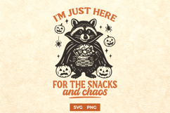 I&#039;m Just Here for the Snacks and Chaos SVG | Funny Halloween Product Image 1