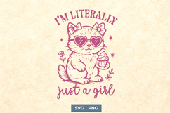 Just a Girl Cat SVG PNG | Cute Feminine Kitty Clipart Print Product Image 1