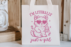 Just a Girl Cat SVG PNG | Cute Feminine Kitty Clipart Print Product Image 3