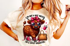I'm Not A Hot Mess I'm A Spicy Disaster PNG, Funny Cow PNG Product Image 2