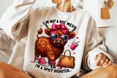 I'm Not A Hot Mess I'm A Spicy Disaster PNG, Funny Cow PNG Product Image 1
