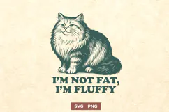 I'm Not Fat I'm Fluffy SVG PNG, Funny Fluffy Cat Clipart Product Image 1