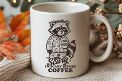 Scary Before Coffee SVG, Funny Halloween Raccoon PNG Clipart Product Image 2