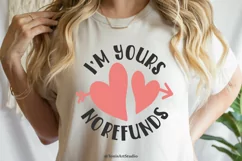 Introducing our exclusive Im Yours, No Refunds SVG design, perfect for spreading the love this Valentine's Day! This unique SVG file combines the ultimate essence of affection and lightheartedness
