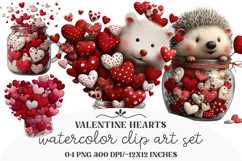 Whimsical Valentine Hearts Clipart Product Image 1