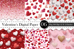 Valentine Hearts Seamless Digital Paper - Valentines Pattern Product Image 1