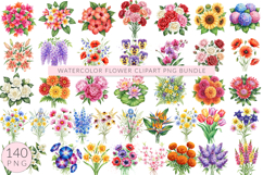 Watercolor Flowers Clipart Bundle Product Image 1