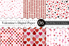 Valentines Themed Digital Paper- Valentines PNG Product Image 1