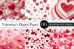Valentines Themed Digital Paper- Valentines PNG Product Image 1