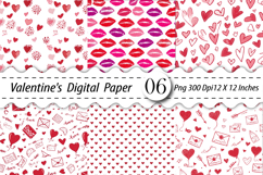 Valentines Themed Digital Paper- Valentines PNG Product Image 1