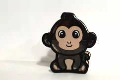 Laser cut wooden piggy bank box cute monkey svg file Product Image 3