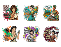 Funny Sarcastic Retro Women PNG Bundle, Sassy Ladies Product Image 3