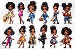 Afro Chibi Girls Fashion Clipart Bundle Product Image 2