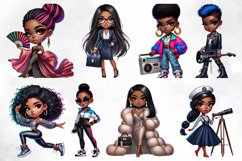 Afro Chibi Girls Fashion Clipart Bundle Product Image 3