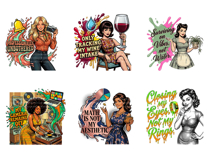 Funny Sarcastic Retro Women PNG Bundle, Sassy Ladies Product Image 7