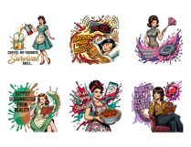 Funny Sarcastic Retro Women PNG Bundle, Sassy Ladies Product Image 8