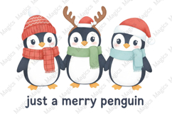 Retro Just A Merry Penguin Christmas Png Product Image 1