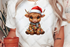 Christmas Lights Highland Cow Png Product Image 2
