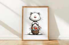 White Cat with Easter Basket Clipart Product Image 3