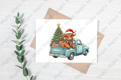 Highland Cow Christmas Truck Png Product Image 3