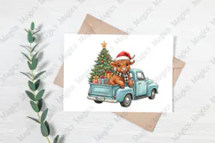 Highland Cow Christmas Truck Png Product Image 3