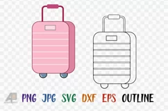 Travel Suitcase Outline With Clipart PNG JPG EPS SVG DXF Product Image 1