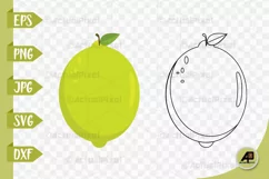 Lemon Outline with Clipart PNG JPG EPS SVG DXF Product Image 1