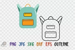 Backpack Clipart With Outline PNG, JPG, EPS, SVG, DXF Product Image 1