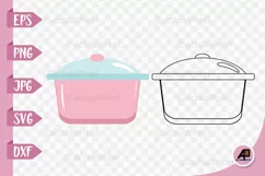 Cooking Pot Outline with Clipart PNG JGP EPS SVG DXF Product Image 1