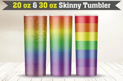 Rainbow 20 Oz & 30 Oz Skinny Sublimation Tumbler Wrap Product Image 1