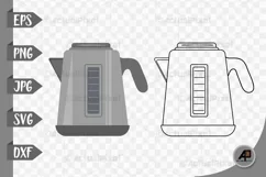 Electric Kettle Outline with Clipart PNG JPG EPS SVG DXF Product Image 1