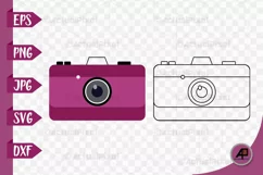 Camera Outline with Sublimation PNG JPG EPS SVG DXF Product Image 1