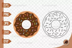 Donut outline with Sublimation PNG JPG EPS SVG DXF Product Image 1