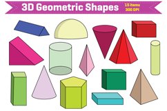 3D Geometric Shapes Clipart | All kinds of Shape Clipart Product Image 1