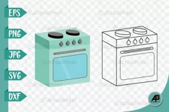 Range Stove Outline with Clipart PNG JPG EPS SVG DXF Product Image 1
