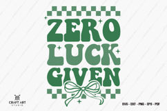 Zero Luck Given SVG | Retro St Patricks Day Coquetter Bow Product Image 2