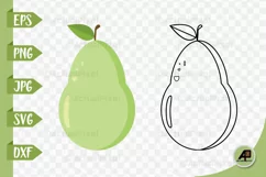 Avocado Outline with Clipart PNG JPG EPS SVG DXF Product Image 1