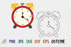 Alarm Clock Outline with Clipart PNG JPG EPS SVG DXF Product Image 1