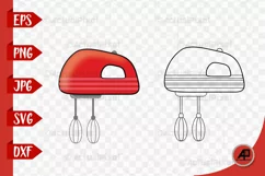 Hand Mixer Outline and Clipart Image PNG JPG EPS SVG DXF Product Image 1