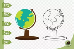 Globe Outline With Clipart PNG JPG EPS SVG DXF Product Image 1
