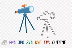 Telescope Outline With Color Image PNG JPG EPS SVG DXF Product Image 1