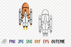 Spacecraft Outline With Clipart PNG JPG EPS SVG DXF Product Image 1