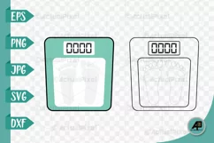 Weight Scale Outline with Clipart PNG JPG EPS SVG DXF Product Image 1