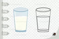 Milk Glass Clipart Cartoon with Outline Coloring page Product Image 1