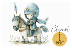 Adorable Knight Clipart PNG, Fantasy Warrior Illustration Product Image 1