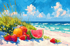 Summer Beach Fruit Art Background Design 13 Product Image 1