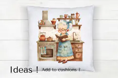 Charming Grandma in Vintage Kitchen Cooking PNG Clipart Product Image 4