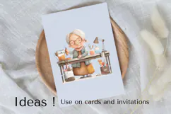 Vintage Sewing Grandma Clipart PNG for Craft Projects Product Image 3