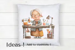 Vintage Sewing Grandma Clipart PNG for Craft Projects Product Image 4